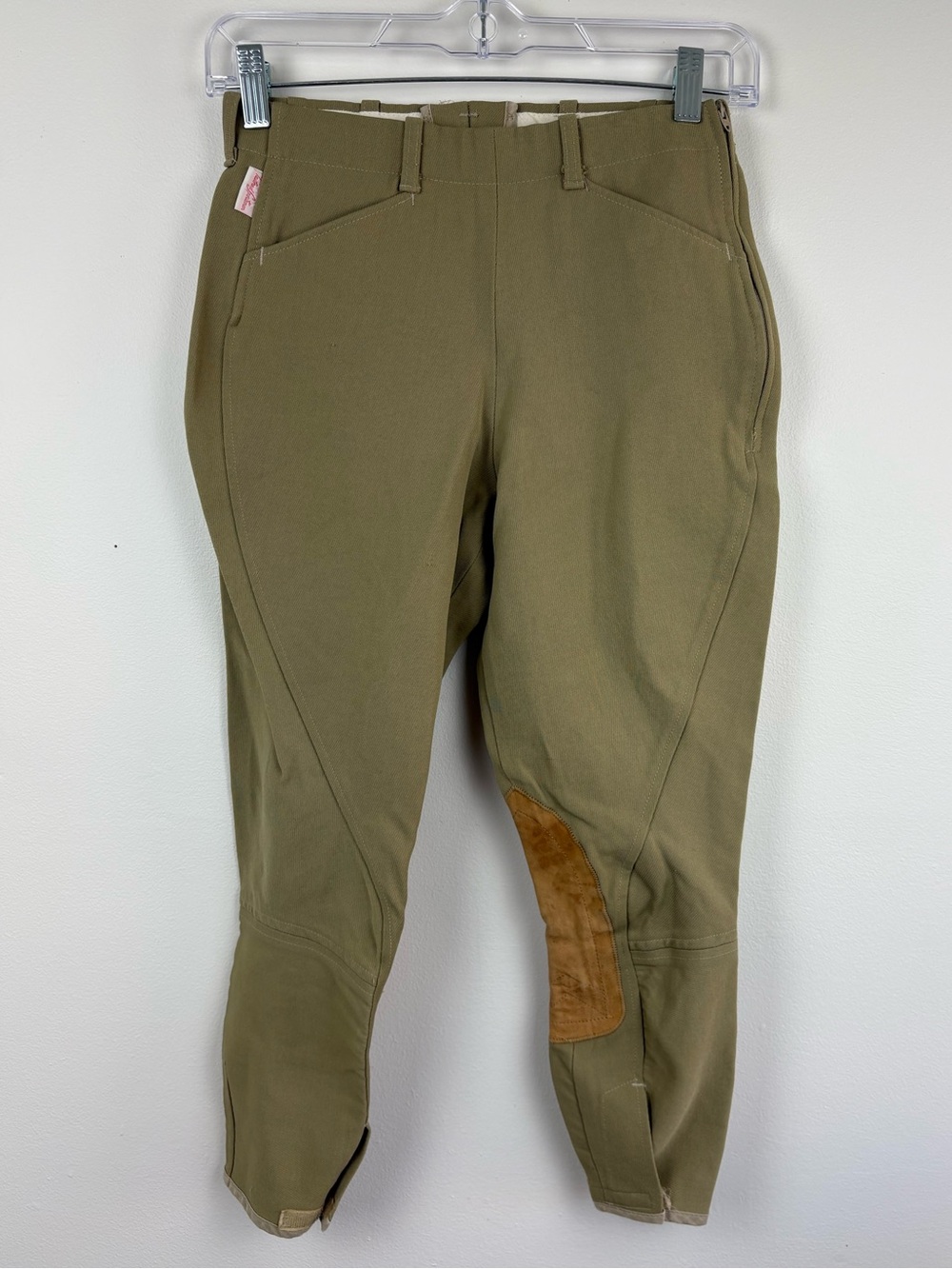 The Tailored Sportsman Olive Riding Breeches Brown Suede Patches Kids Size 14